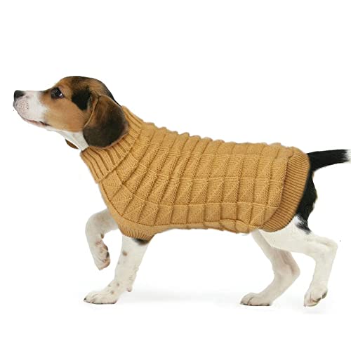 Suéter para Mascotas,Suéter De Punto con Cuello Alto para Perros Mascotas,Jersey De Perro Y Gato Abrigo De Suéter para Perro Ropa para Perros Pequeños para Medianos Y Gatos (Khaki)