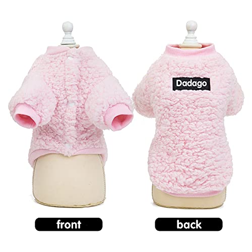 Suéter para perro pequeño, gato, cachorro, abrigo cálido para invierno, para mascotas, clima frío, ropa de forro polar, lindo suéter para perros pequeños y niñas (mediano, rosa)