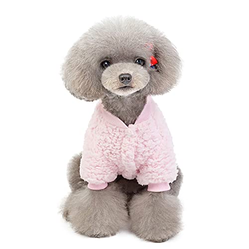 Suéter para perro pequeño, gato, cachorro, abrigo cálido para invierno, para mascotas, clima frío, ropa de forro polar, lindo suéter para perros pequeños y niñas (mediano, rosa)