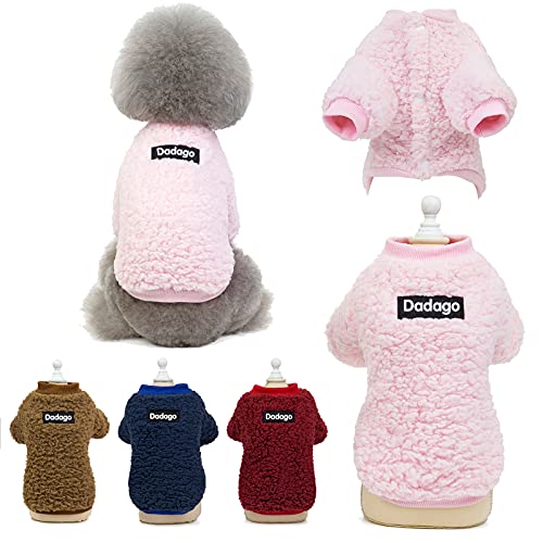 Suéter para perro pequeño, gato, cachorro, abrigo cálido para invierno, para mascotas, clima frío, ropa de forro polar, lindo suéter para perros pequeños y niñas (mediano, rosa)