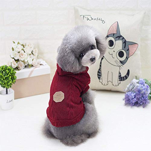 Suéter para Perros Ropa Sudadera con Capucha Suéter de Lana Gorra Invierno Cálido Suéter de Cuello Alto Abrigo de Lana para Perro Pequeño Mediano Gato