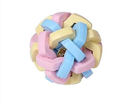 Suministros Para Mascotas Bola De Campana Colorida De Tres Colores Juguete Con Sonido Para Perros Bola De Punto De Macarrón Resistente A Las Mordeduras De Molares 8.2cm Amarillo rosa azul