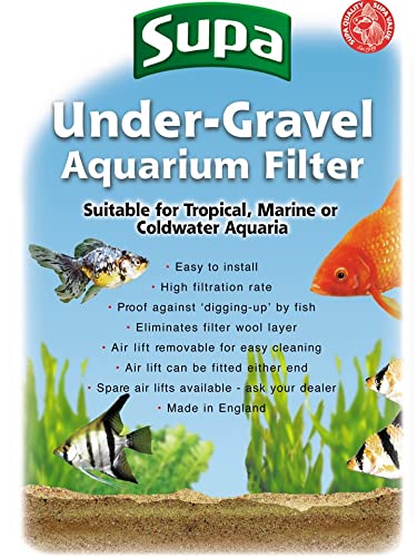 SUPA Filtro de Acuario bajo Grava, 43 x 23 cm, Apto para acuarios Tropicales, Marinos o de Agua fría/pecera, Fabricado en el Reino Unido