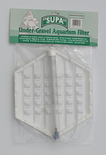 SUPA Filtro de Acuario Mediano Hexagonal bajo Grava, Apto para acuarios Tropicales, Marinos o de Agua fría/peceras, Fabricado en el Reino Unido