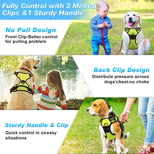 Supet Arnés para Perros Chaleco Ajustable para Mascotas al Aire Libre Arnés de Material Oxford Reflectante 3M para Perros Control fácil para Perros Pequeños Medianos Grandes