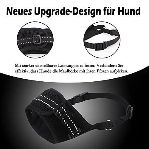 Supet Bozal para perros, ajustable, con bozal reflectante y transpirable, de nailon suave, evita que los ladridos muerdan para perros pequeños, medianos y grandes.