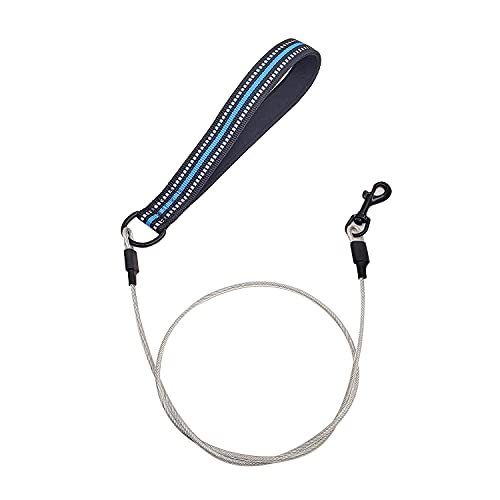 Suredoo Correa para Perros a Prueba de Masticar con Mango Acolchado Suave, Correa de Perros de Metal Resistente a La Masticación, Cuerda de Cable Acero Inoxidable para Perros Pequeños, Medianos (Azul)