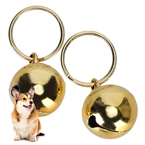 Sxhlseller 2 Campanas de Cobre antipérdida de óxido Extra ruidosas par de Campanas portátiles de latón para Gatos y Perros, Campanas con Encanto para Salvar Aves y Vida Silvestre(Gold)