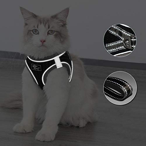 SYQY Ensemble de harnais et de laisse de Gilet de Chat réfléchissant pour animaux de compagnie en nid d'abeille respirant chiot harnais de Chat Katten Gota mascottes Accessoires pour Chats-Gris_XS