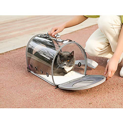 SZMYLED - Transportín para perros y gatos, diseño moderno con cápsulas, bolsa para animales domésticos, transparente, buena transpirabilidad (35*14*17 cm)