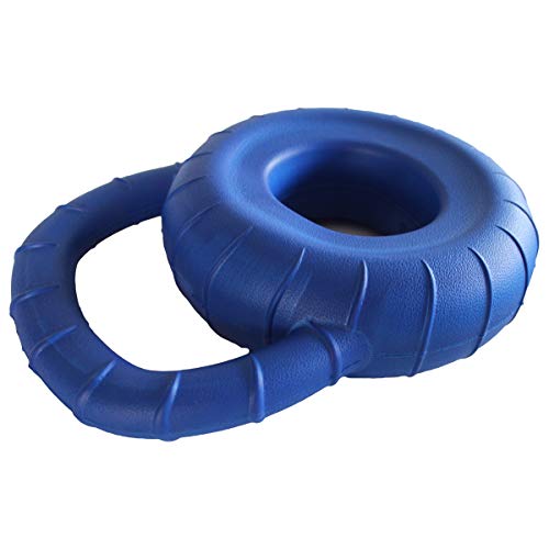 Tabpole Neumático forma perro flotante masticar juguete con mango interactivo masticación entrenamiento juguete para perros grandes (azul)