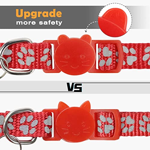 TagME Collar de Gato Personalizado, Reflectante Collares para Gatos con Cascabeles y Hebilla Seguro de Liberación Rápida, 2 Piezas Rojo