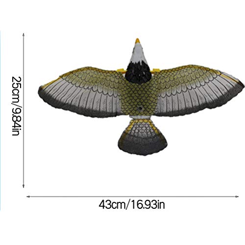 taianle Repelente de Pájaros Luminoso Halcón Volador Falso Águila Colgante con Música Pájaro Volador Asustador Caza Pájaro Volador Susto Señuelo Pájaros de Jardín