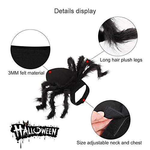 TAKEFUNS Disfraz de Tarántula de Halloween, disfraz de perro araña, patas artificiales de araña, ropa de fiesta de Halloween, ropa de carnaval, trajes de cosplay cálidos para gatos, talla M