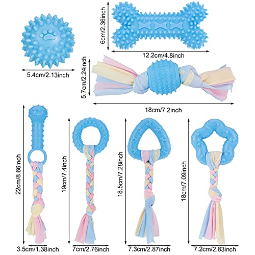 tao pipe Juego de 7 juguetes de dentición para cachorros con bolas y cuerdas de algodón, juguetes interactivos para mascotas para cachorros pequeños y perros medianos