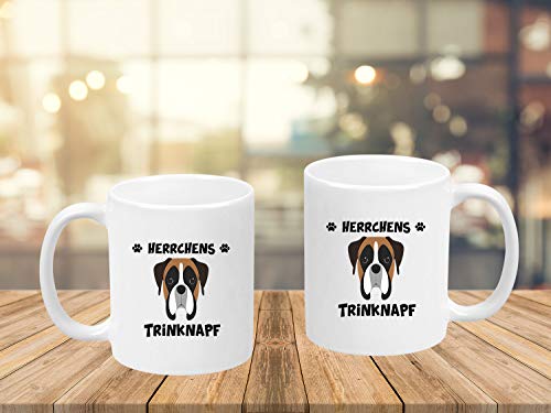 TassenTicker® – "Herrchens Name Trinknapf – Taza de café – Taza de Perro – dueño de Perros – Hombre – Idea de Regalo – Blanco