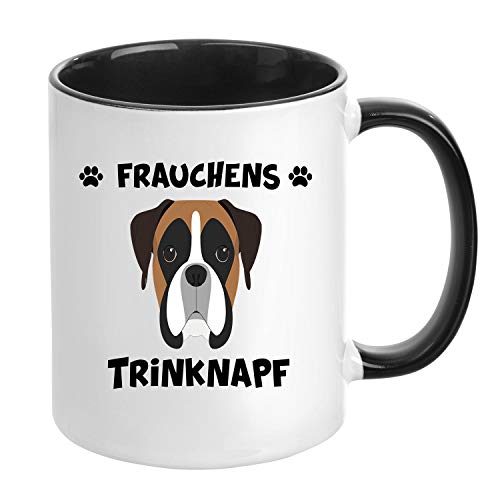 TassenTicker® – Taza de café con nombre de mujer – Taza de café – Taza de perro – dueña – Mujer – Regalo – Negro