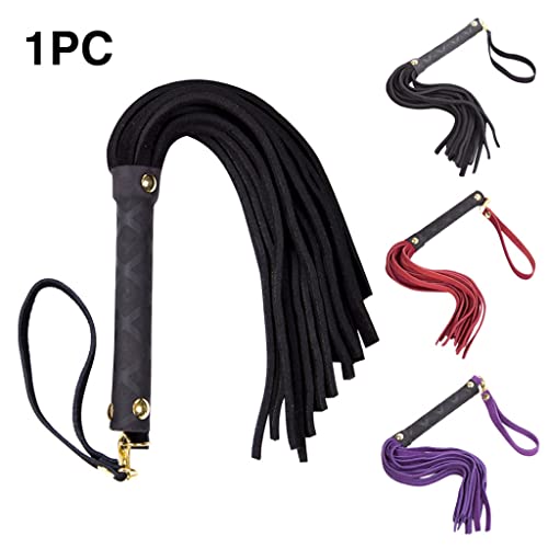 TDDGG Deportes al aire libre, regalo de cosecha, cuero portátil, Cosplay, mango suave, látigo para montar a caballo, herramienta de entrenamiento, fiesta de carreras (Color : Black, Size : 27cm)