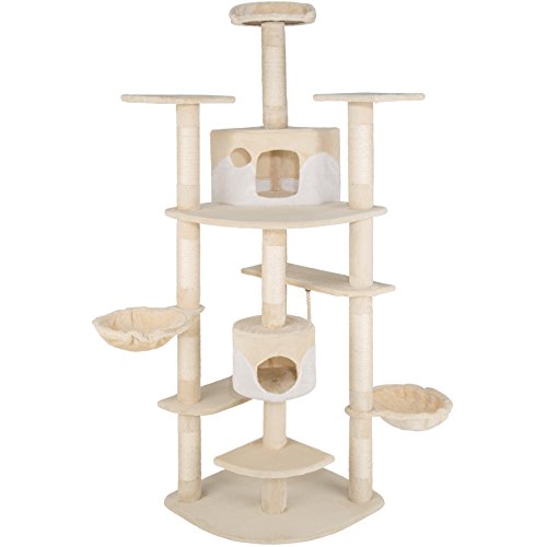 TecTake Rascador Árbol para Gatos 201 cm de Altura (Beige-Blanco | no. 402186)