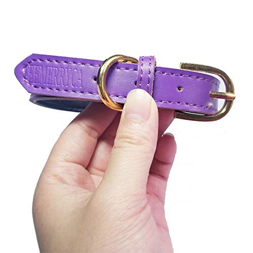 teemerryca Collar de perro mediano duradero de piel fuerte para mascotas, color morado, collares ajustables para perros de tamaño mediano de 30 a 39 cm