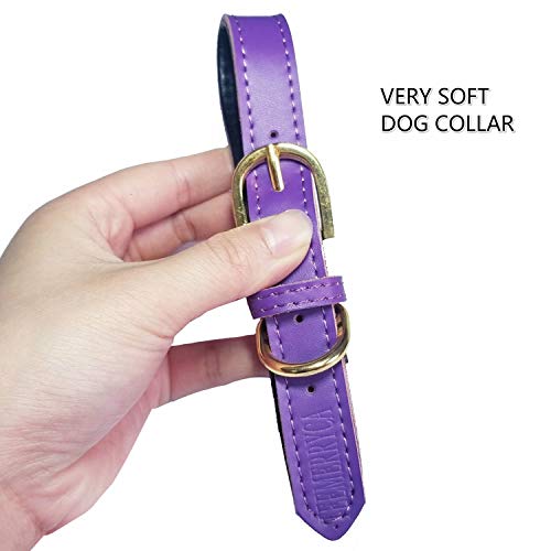 teemerryca Collar de perro mediano duradero de piel fuerte para mascotas, color morado, collares ajustables para perros de tamaño mediano de 30 a 39 cm