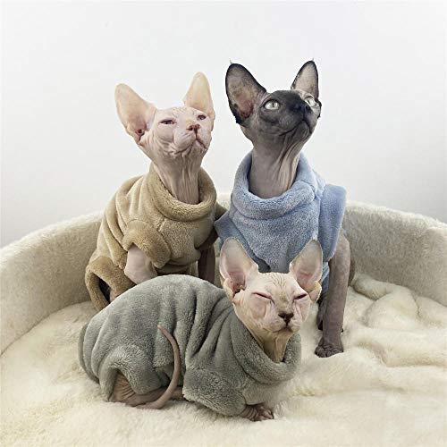 TENGTUD Ropa de Gato sin Pelo, Sphynx/Devon Otoño e Invierno Ropa de Abrigo de Franela