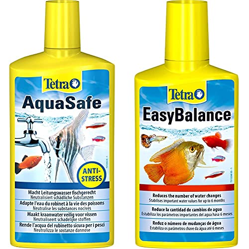 Tetra AquaSafe 500 ml Agua del Grifo Segura para los Peces + EasyBalance 250 ml Estabiliza valores Importantes del Agua hasta Seis Meses, lo Que Permite atrasar el Siguiente Cambio de Agua