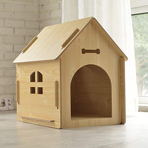 thematys Perrera de Madera para Perros I Casa para Perros para Uso Interior y Exterior I Lugar para Dormir a Las Mascotas I Resistente a la Intemperie y a los arañazos (M (51 x 40 x 52 cm), Style 4)