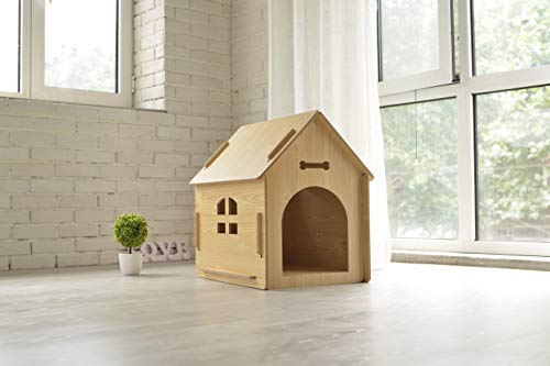 thematys Perrera de Madera para Perros I Casa para Perros para Uso Interior y Exterior I Lugar para Dormir a Las Mascotas I Resistente a la Intemperie y a los arañazos (M (51 x 40 x 52 cm), Style 4)