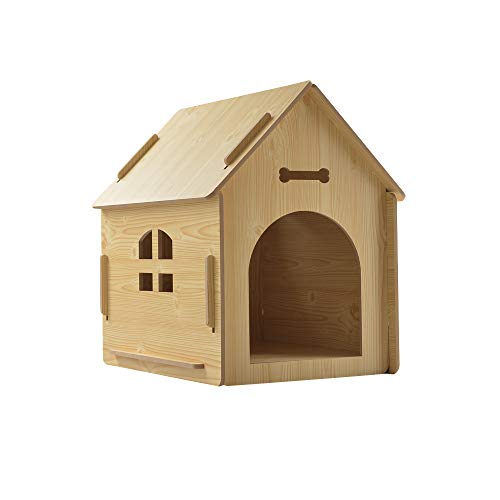 thematys Perrera de Madera para Perros I Casa para Perros para Uso Interior y Exterior I Lugar para Dormir a Las Mascotas I Resistente a la Intemperie y a los arañazos (M (51 x 40 x 52 cm), Style 4)