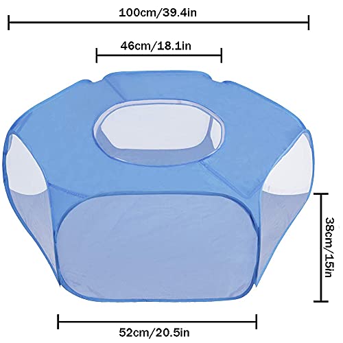 Tienda de Jaulas para Mascotas, Jaula Animal Pequeño Transparente, Animal Valla de Mascota Portátil, con Tapa Superior Anti Escape, para Gatitos Conejos Conejito Hámster Chinchillas (Azul)