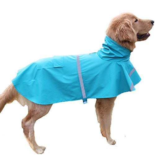 Tineer Ajustable Impermeable Mascota Perro Chaqueta Impermeable con Capucha Impermeable Chaqueta de la Capa de la Lluvia Ropa para Perros Pequeños Medianos Grandes (XL, Azul Claro)