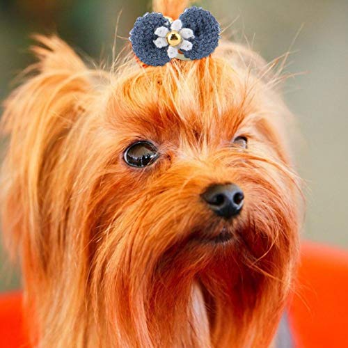 Tnfeeon Lazo para Perro Mascota, 12 Uds, Lazo elástico para el Pelo, Lazos para el Pelo, Lazos para el Pelo para Perros, Lindos Accesorios para el Cuidado del Pelo para Perros pequeños