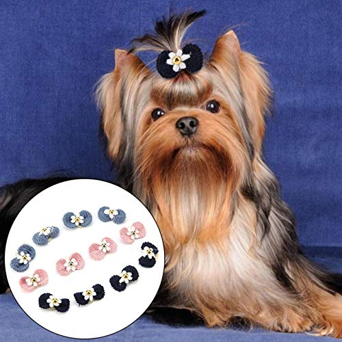 Tnfeeon Lazo para Perro Mascota, 12 Uds, Lazo elástico para el Pelo, Lazos para el Pelo, Lazos para el Pelo para Perros, Lindos Accesorios para el Cuidado del Pelo para Perros pequeños