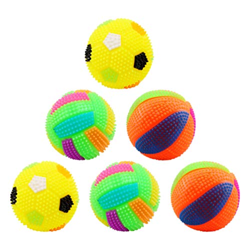 Tomaibaby 6 Piezas de Bolas Fluorescentes Juguetes Brillantes Luminosas Bolas de Perro Chirriante Apretón Pelota Pegajosa Juguetes Divertidos para Niños Mascotas (Color Al Azar)