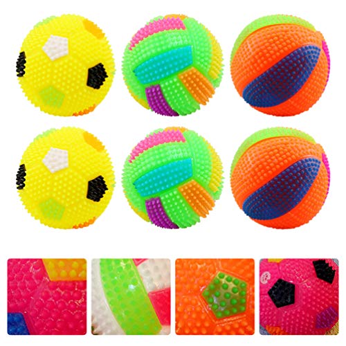 Tomaibaby 6 Piezas de Bolas Fluorescentes Juguetes Brillantes Luminosas Bolas de Perro Chirriante Apretón Pelota Pegajosa Juguetes Divertidos para Niños Mascotas (Color Al Azar)