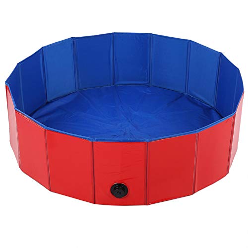 Tomantery Fácil de almacenar y Transportar, bañera Plegable para Mascotas, Orificio de Drenaje en el Lateral, Piscina para Perros(Red, Medium)