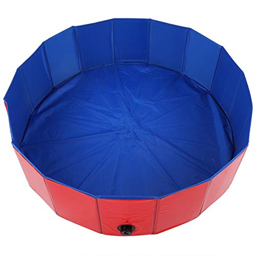 Tomantery Fácil de almacenar y Transportar, bañera Plegable para Mascotas, Orificio de Drenaje en el Lateral, Piscina para Perros(Red, Medium)