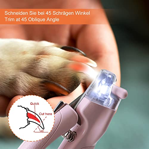 Toozey Cortaúñas para Perros, cortaúñas para Gatos, con luz a Aviod sobre Corte, Cuchilla Afilada de Acero Inoxidable, Lima de uñas Gratis, Adecuado para Animales pequeños y Grandes. (Rosa)