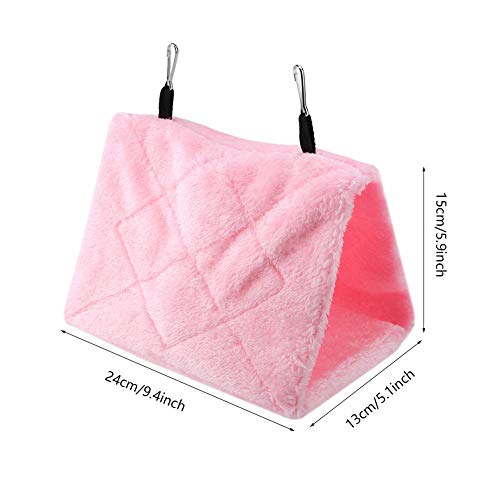 TOPINCN Peonía Loro Hamaca Aves Nido Cálido Suave Felpa Hamaca Colgando Carpa Jaula para Pájaros Loro Invierno Cálido Cama Mascota Juguete Bolsa Algodón Cama(M- Rojo)