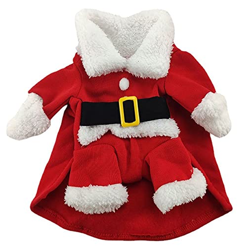 Traje de gatito lindo de Santa Claus disfraz de mascota Cosplay ropa de Navidad traje de perro traje de perro mascota gato abrigo chaqueta (L)