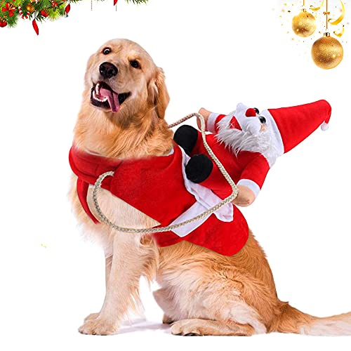 Traje de Perro Santa, Disfraz De Navidad para Mascotas, Traje de Perro Santa, Ropa para Perros Cosplay Ajustables Disfraz Gato Adecuado para Navidad,Fiesta,Cumpleaños,etc (M)