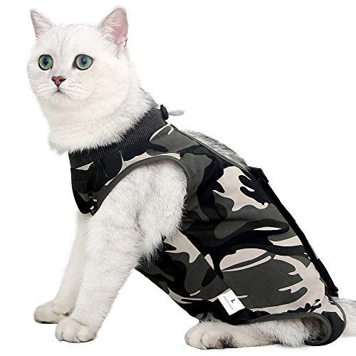 Traje de recuperación para gatos con anti lamida para heridas quirúrgicas abdominales Ropa para mascotas en casa blanda Cuello en E Alternativa para gatos Perros después de la cirugía Desgaste