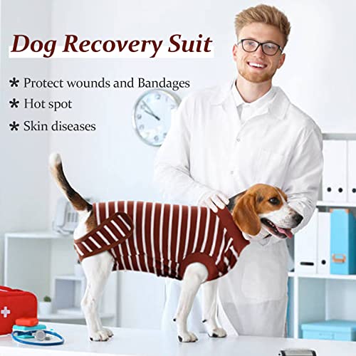 Traje de Recuperación para Perros Dog Recovery Suit, Traje de Protección para Heridas después de la Cirugía, Corsé de Recuperación Abdominal, Vendaje erfecto E-Collar Cone Alternative(Marrón, XXL)