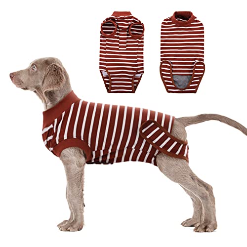 Traje de Recuperación para Perros Dog Recovery Suit, Traje de Protección para Heridas después de la Cirugía, Corsé de Recuperación Abdominal, Vendaje erfecto E-Collar Cone Alternative(Marrón, XXL)