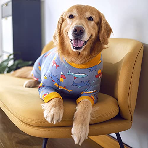 Traje de rehabilitación para Perros postoperatorios, Suave, de Manga Larga, alternativas cónicas, antifugas, para Perros Grandes y medianos (5XL, tiburón)