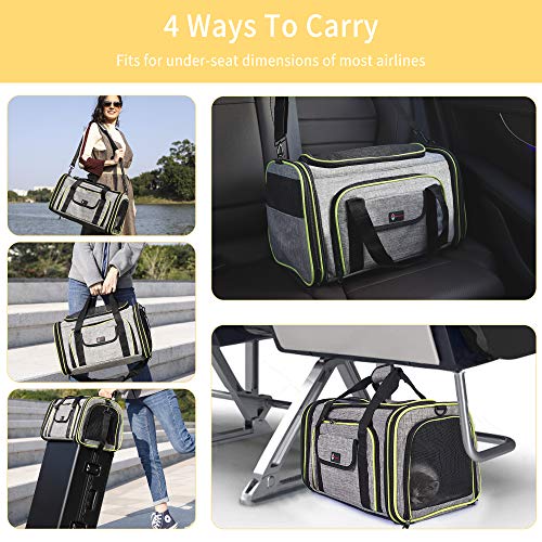 Transportin Gato HOTLANTIS Acolchado y Aceptado por las Aerolíneas, Bolso Trasportín para Perros y Gatos Portátil y Plegable para Perros Pequeños y Cachorros