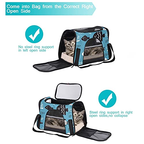 Transportín Perro Gato Lindo Pez Catoon Bolsa De Transporte Plegable para Mascotas Perro Y Gato con Correa De Hombro Ajustable 43x26x30 cm