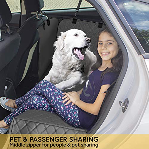 TrioGato - Funda para asiento de coche para mascotas - Hamaca resistente, solapas laterales grandes. Protección completa para puertas, asiento trasero y suelo - impermeable, antideslizante, lavable