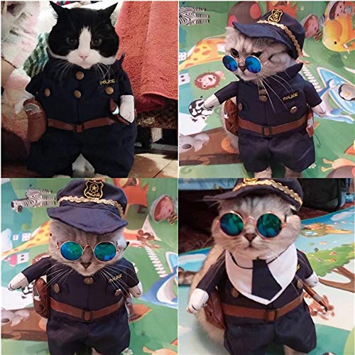 TTBD Disfraces para Gatos Estilo Policía, Animales Disfraz De Halloween Cosplay Jeans Ropa para Perros Humor De Perros De Vestir para El Partido Cosplay De Navidad Eventos Especiales,L